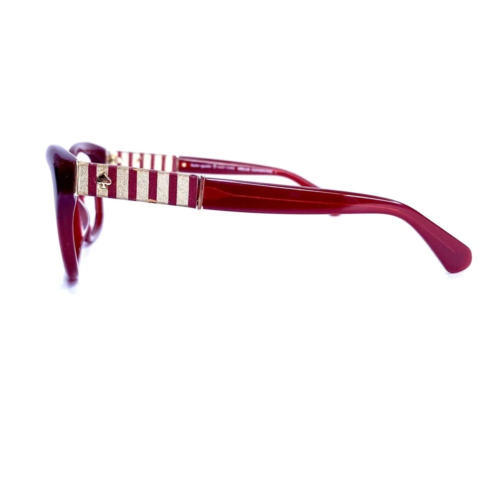 Kate Spade Red Cat Eye Glasses Gold Logo Accent Johanna2 LHFHA 53 17 140